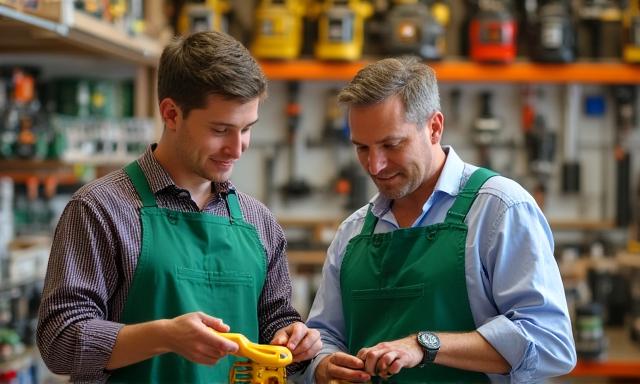 Esperto FiloVerde mentre consiglia un cliente in magazzino